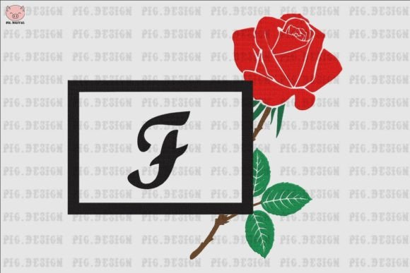 Elegant Rose Font F for Craft Fair Embroidery