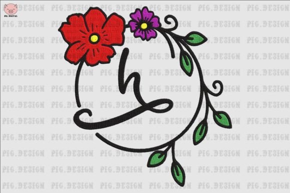 Flower Font H: Elegant Embroidery for Gifts