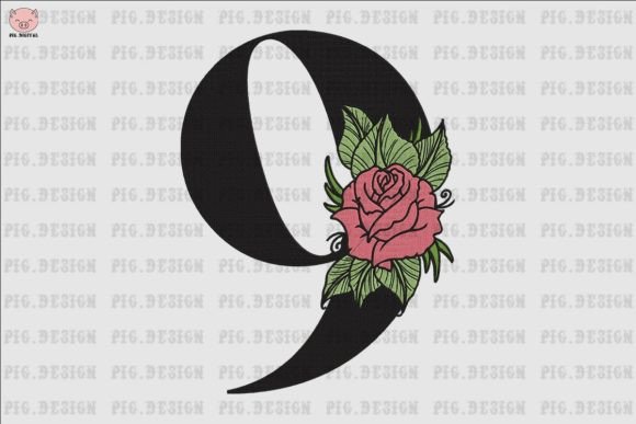Flower Rose Font 9: Elegant Embroidery for Gifts